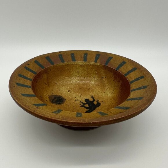 Art Pottery Bowl Handmade Lizard Sun Desert Sun Southwestern Serving Decorative - Picture 3 of 9